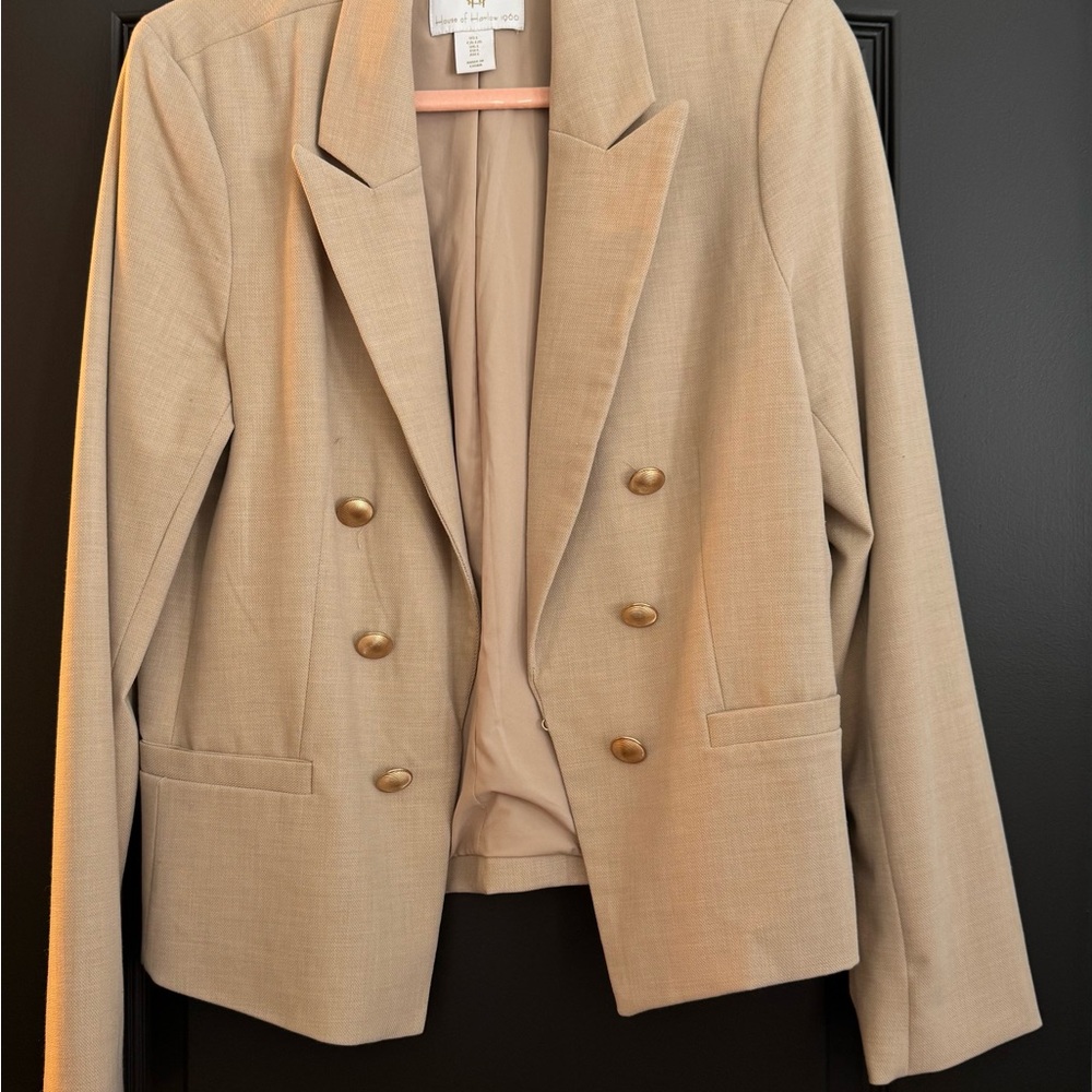 House of Harlow 1960 Beige Double-Breasted Blazer